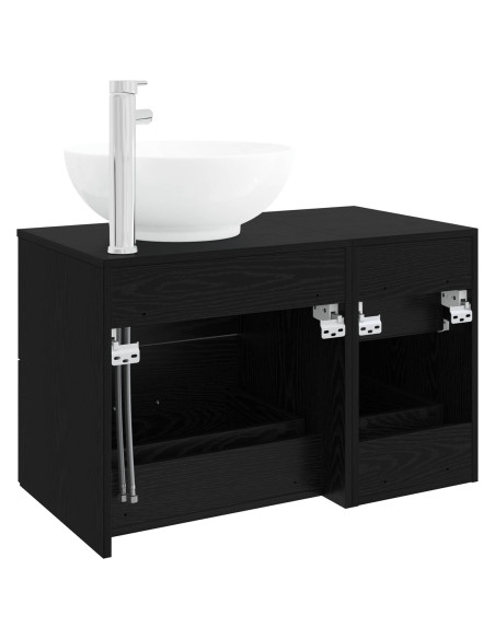 Set di mobili per il bagno 2 pz Rovere Nero