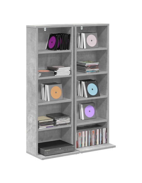 Mobile per CD 2 pz Grigio Cemento 33 x 23,5 x 97,5 cm