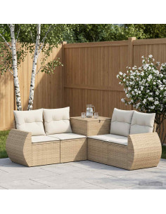 Set di divani 5 pz Beige e Bianco Crema