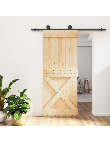Porta scorrevole Naturale e Nero 85 x 210 cm