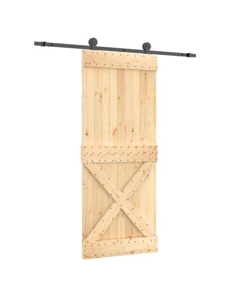 Porta scorrevole Naturale e Nero 85 x 210 cm
