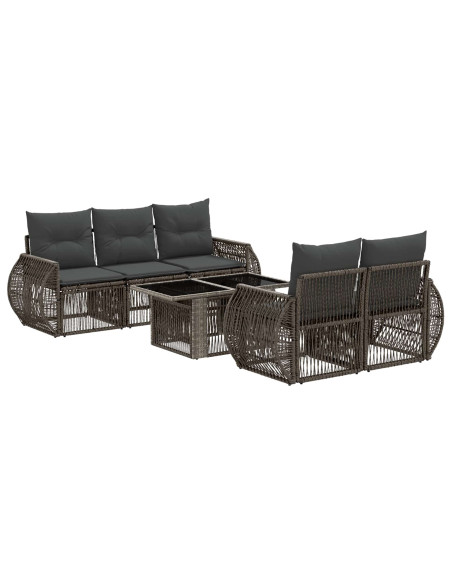 Set Divano da Giardino 6 pz Grigio e Grigio Scuro polyrattan