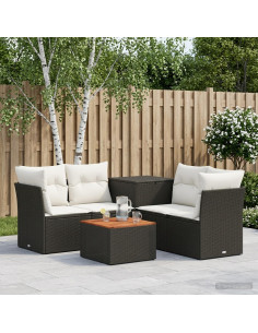 Set di divani 6 pz Nero e Bianco Crema