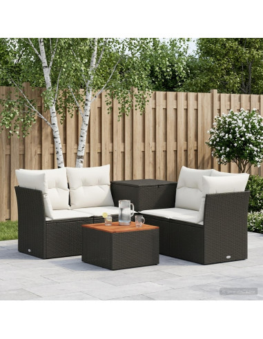 Set di divani 6 pz Nero e Bianco Crema