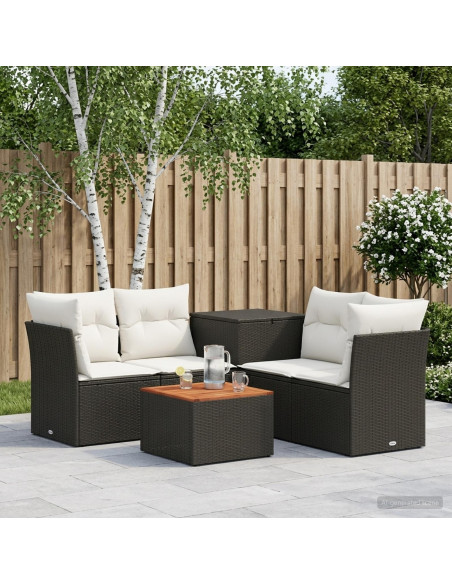 Set di divani 6 pz Nero e Bianco Crema