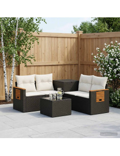 Set di divani 6 pz Nero e Bianco Crema