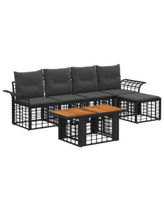 Set Divano da Giardino 6 pz Nero e Grigio scuro polyrattan 2