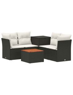 Set di divani 6 pz Nero e Bianco Crema 2