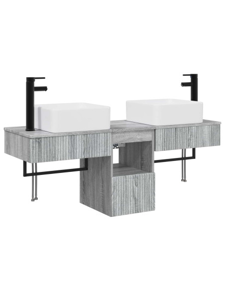 Set di Armadi da Bagno 3 pz Sonoma grigio 53 x 35 x 39 cm