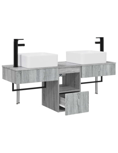 Set di Armadi da Bagno 3 pz Sonoma grigio 53 x 35 x 39 cm