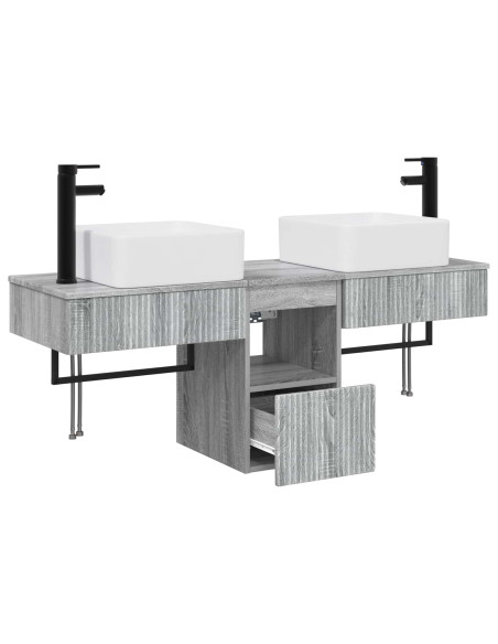 Set di Armadi da Bagno 3 pz Sonoma grigio 53 x 35 x 39 cm
