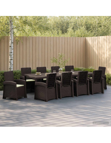 Set da Pranzo per Giardino 11 pz Marrone e Crema PP