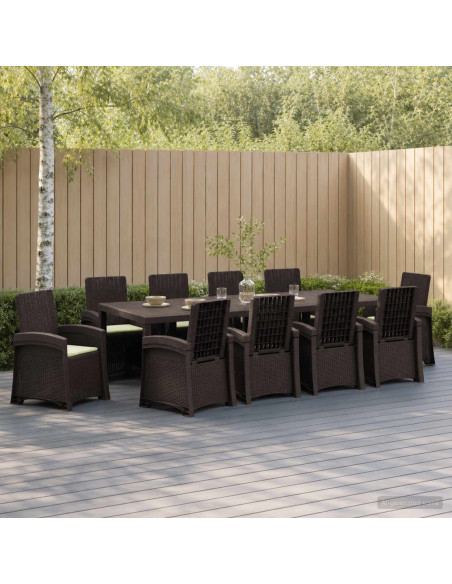 Set da Pranzo per Giardino 11 pz Marrone e Crema PP