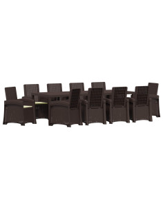 Set da Pranzo per Giardino 11 pz Marrone e Crema PP 2