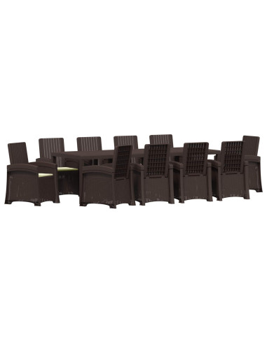 Set da Pranzo per Giardino 11 pz Marrone e Crema PP