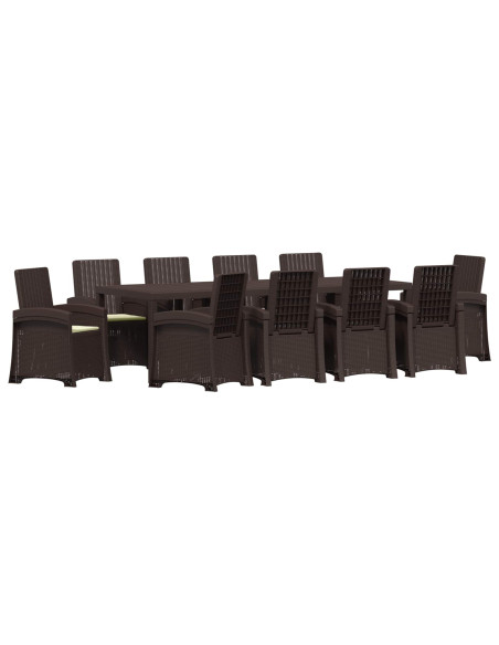 Set da Pranzo per Giardino 11 pz Marrone e Crema PP