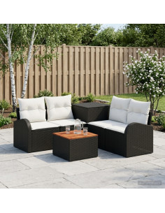Set di divani 6 pz Nero e Bianco Crema