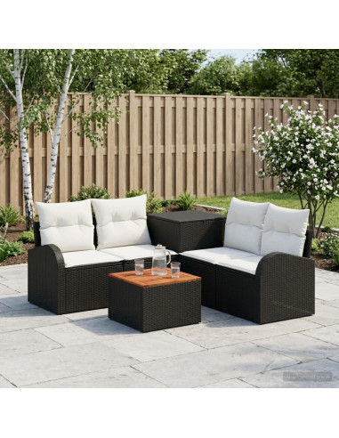 Set di divani 6 pz Nero e Bianco Crema
