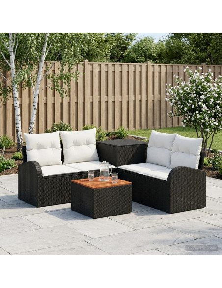 Set di divani 6 pz Nero e Bianco Crema