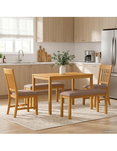 Set da pranzo 5 pz Grigio Legno di Quercia Massello