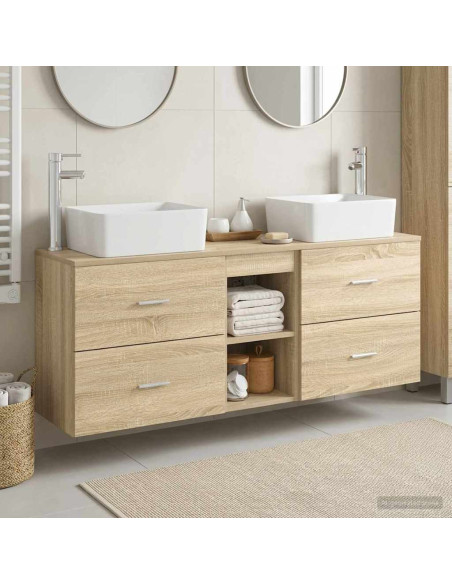 Set di Armadi da Bagno 3 pz Rovere Sonoma 53 x 34,5 x 63 cm