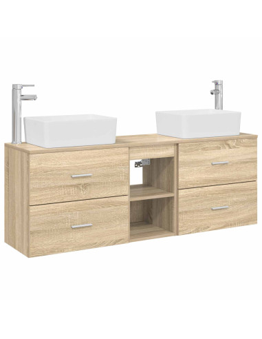 Set di Armadi da Bagno 3 pz Rovere Sonoma 53 x 34,5 x 63 cm