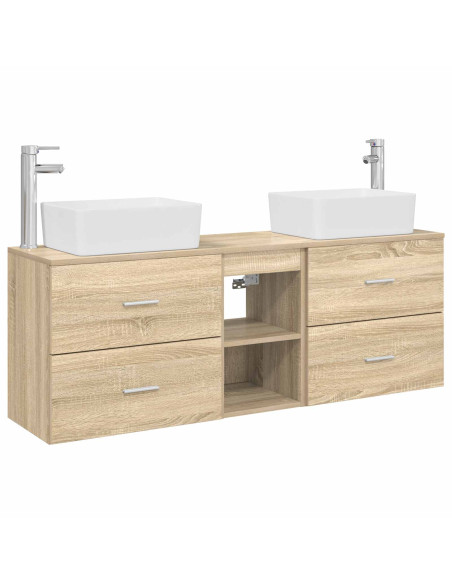 Set di Armadi da Bagno 3 pz Rovere Sonoma 53 x 34,5 x 63 cm