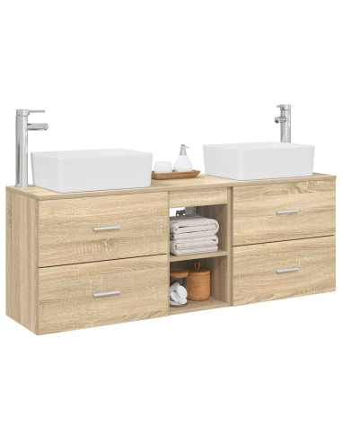 Set di Armadi da Bagno 3 pz Rovere Sonoma 53 x 34,5 x 63 cm