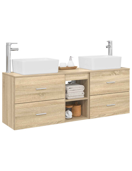 Set di Armadi da Bagno 3 pz Rovere Sonoma 53 x 34,5 x 63 cm