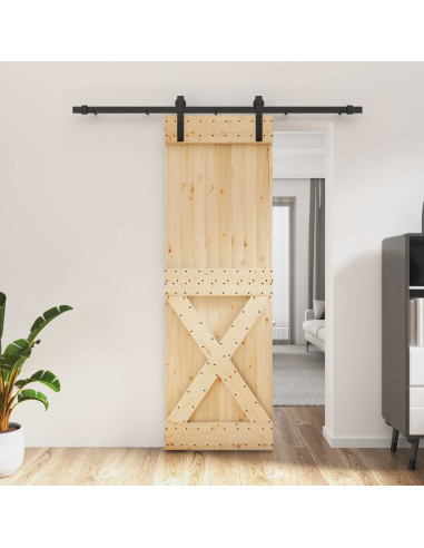 Porta scorrevole Naturale e Nero 70 x 210 cm