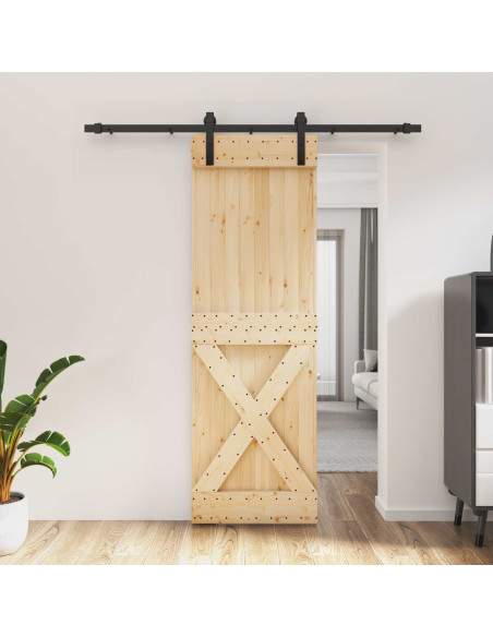 Porta scorrevole Naturale e Nero 70 x 210 cm