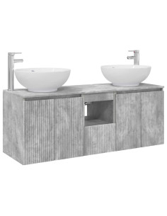Set di Armadi da Bagno 3 pz Grigio Cemento 49,5 x 44,5 x 65 cm 2