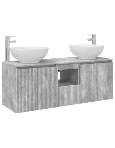 Set di Armadi da Bagno 3 pz Grigio Cemento 49,5 x 44,5 x 65 cm