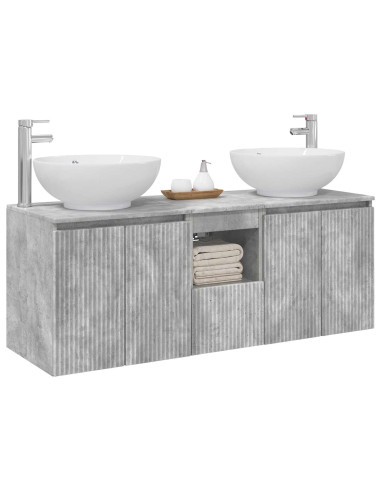 Set di Armadi da Bagno 3 pz Grigio Cemento 49,5 x 44,5 x 65 cm