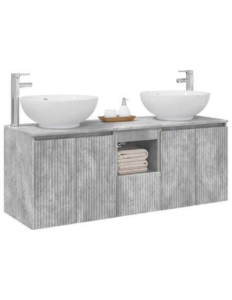 Set di Armadi da Bagno 3 pz Grigio Cemento 49,5 x 44,5 x 65 cm