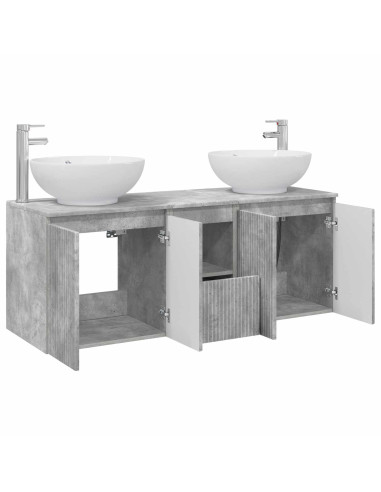 Set di Armadi da Bagno 3 pz Grigio Cemento 49,5 x 44,5 x 65 cm