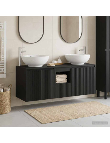Set di Armadi da Bagno 3 pz Nero 49,5 x 44,5 x 65 cm