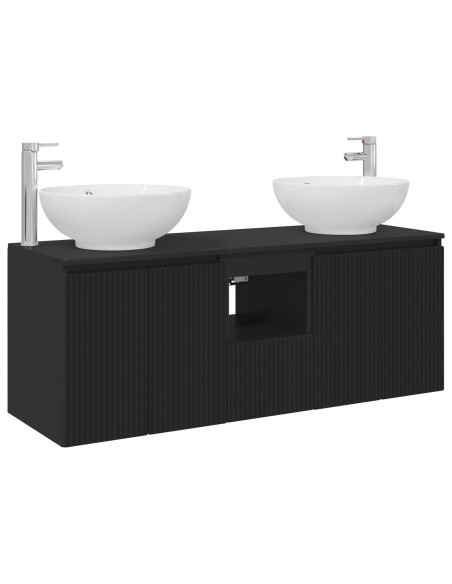 Set di Armadi da Bagno 3 pz Nero 49,5 x 44,5 x 65 cm