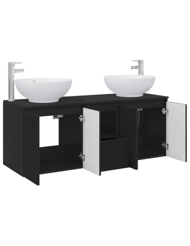 Set di Armadi da Bagno 3 pz Nero 49,5 x 44,5 x 65 cm