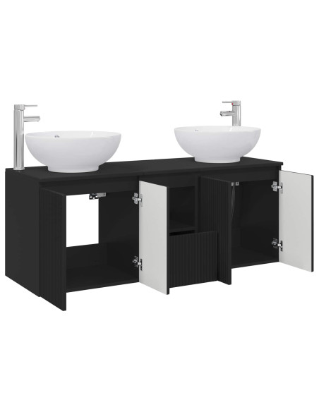Set di Armadi da Bagno 3 pz Nero 49,5 x 44,5 x 65 cm
