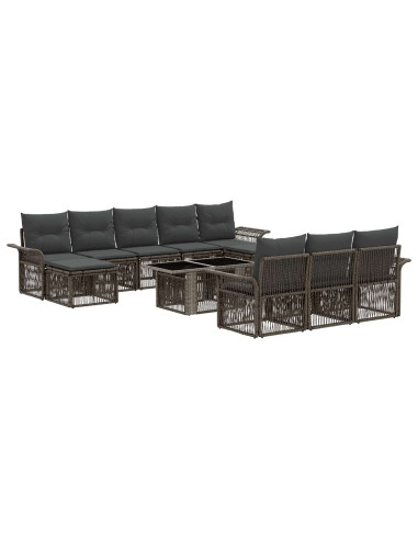 Set Divano da Giardino 11 pz Grigio e Grigio Scuro polyrattan