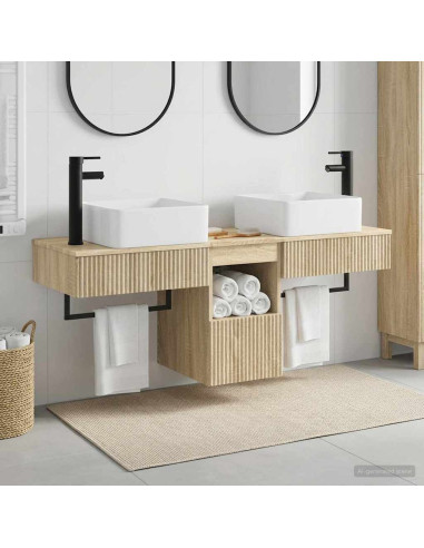 Set di mobili per il bagno 3 pz Rovere Sonoma