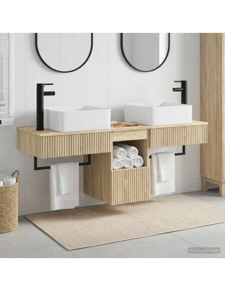 Set di mobili per il bagno 3 pz Rovere Sonoma