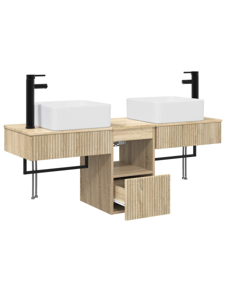 Set di mobili per il bagno 3 pz Rovere Sonoma