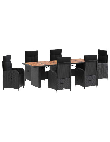 Set da pranzo per esterni 7 pz Nero polyrattan