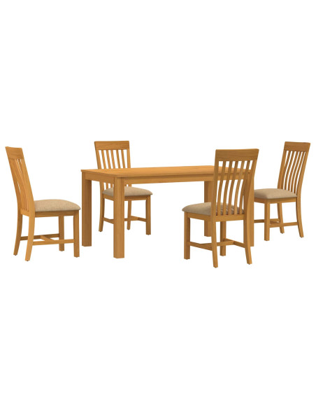Set da pranzo 5 pz Beige Legno di Quercia Massello