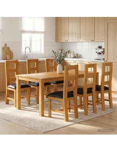 Set da pranzo 7 pz Nero Legno di Quercia Massello