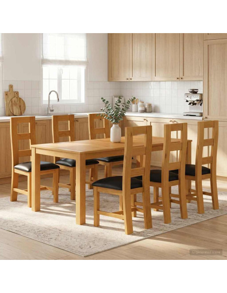 Set da pranzo 7 pz Nero Legno di Quercia Massello