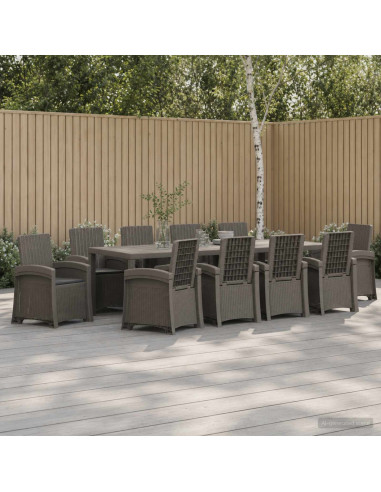 Set da Pranzo per Giardino 11 pz Grigio chiaro e Antracite PP