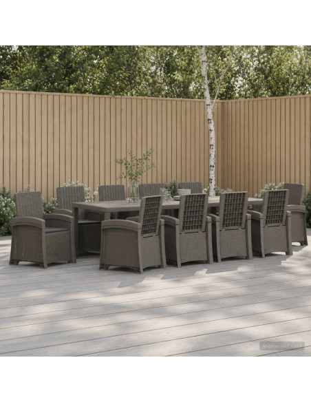 Set da Pranzo per Giardino 11 pz Grigio chiaro e Antracite PP
